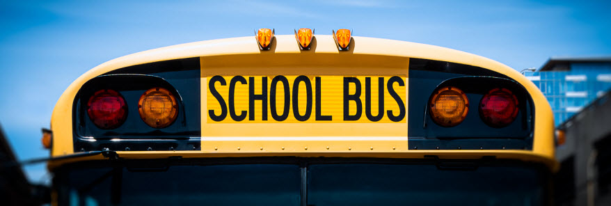 top of the front of a school bus